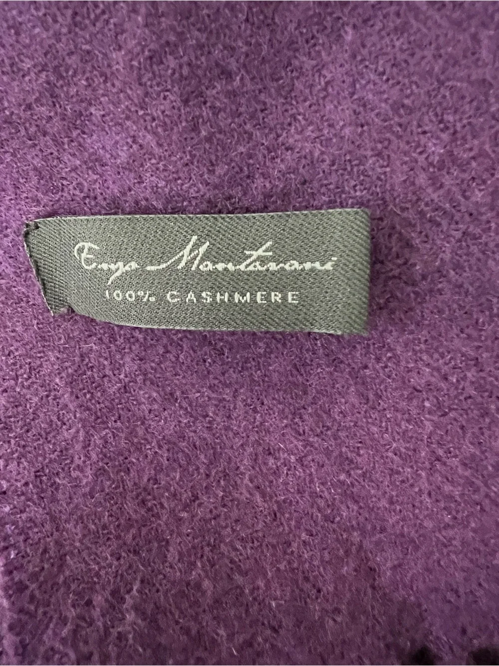 Enzo Mantovani Plum Fringe Women's 100% Cashmere Scarf